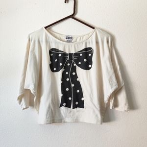 Scratch polka dot bow print graphic crop top